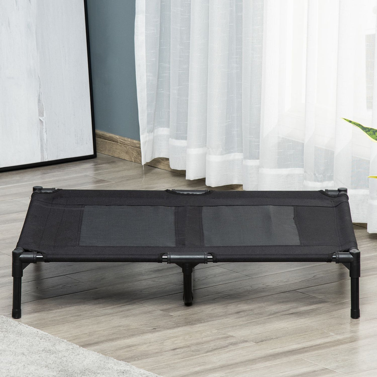 Dog Lounger Elevated Outdoor Dog Bed & Dog Sofa, Oxford Black, 92X76X18Cm