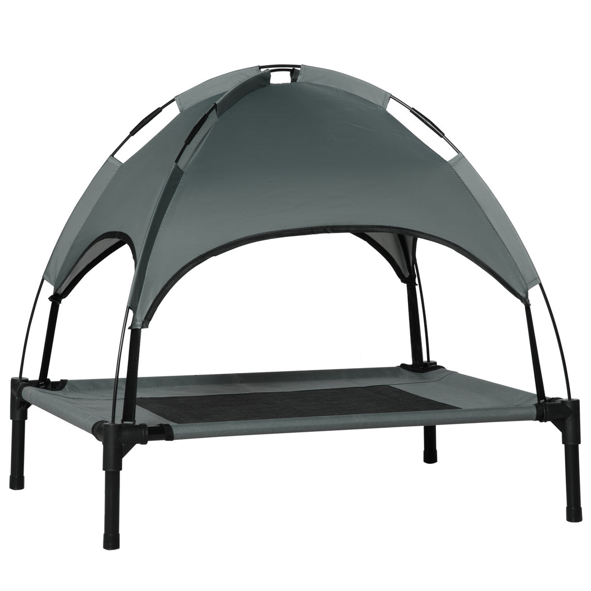 Dog Lounger Outdoor Roof Raised Breathable Taffeta Fabric Gray 76X61X73Cm