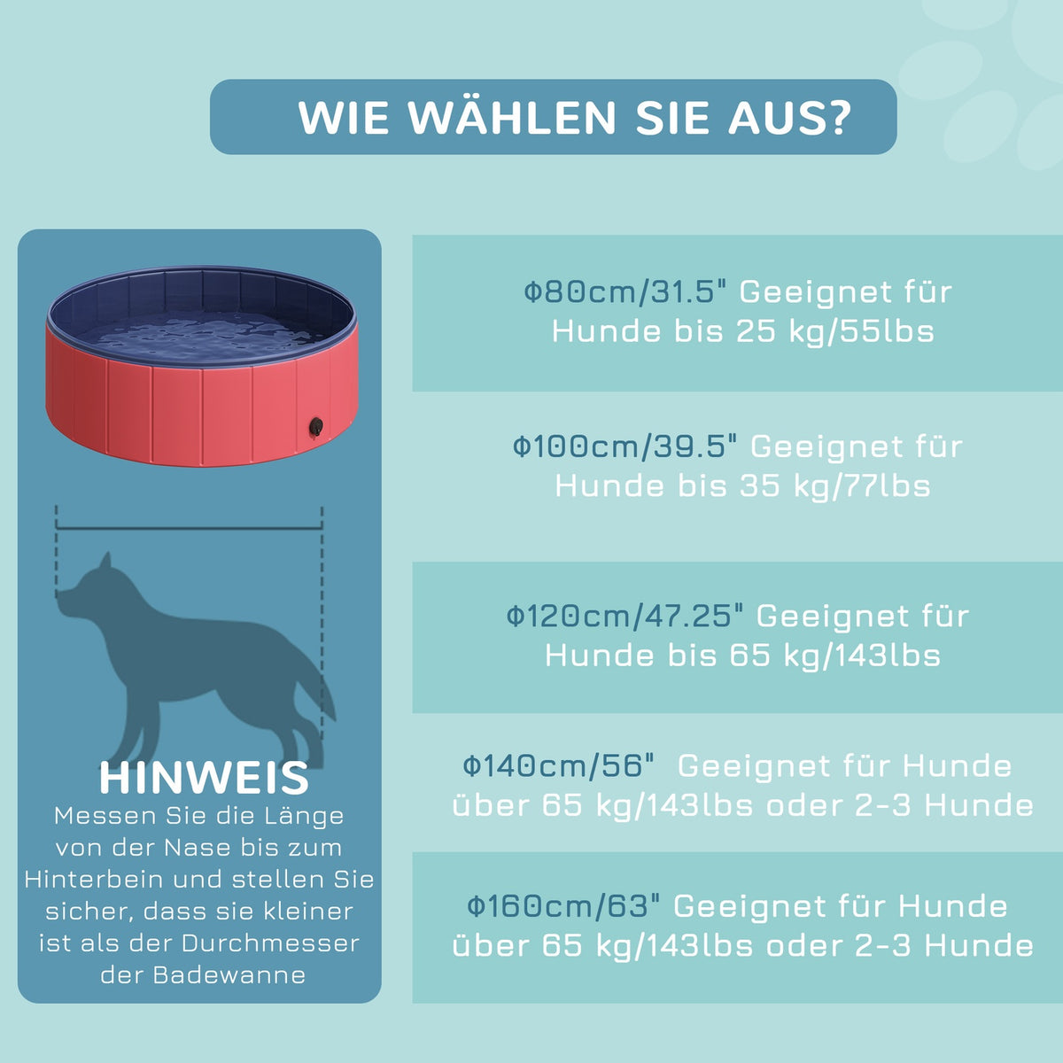 Dog Pool Paddling Pool For Dogs, Swimming Pool Made Of Pvc + Wood, Red, Ø100Xh30 Cm, Summer Refreshment