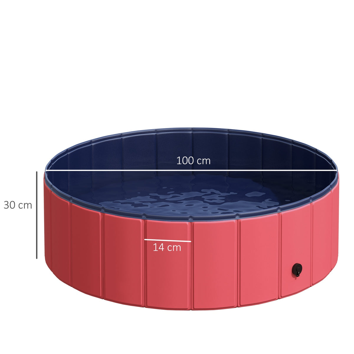 Dog Pool Paddling Pool For Dogs, Swimming Pool Made Of Pvc + Wood, Red, Ø100Xh30 Cm, Summer Refreshment