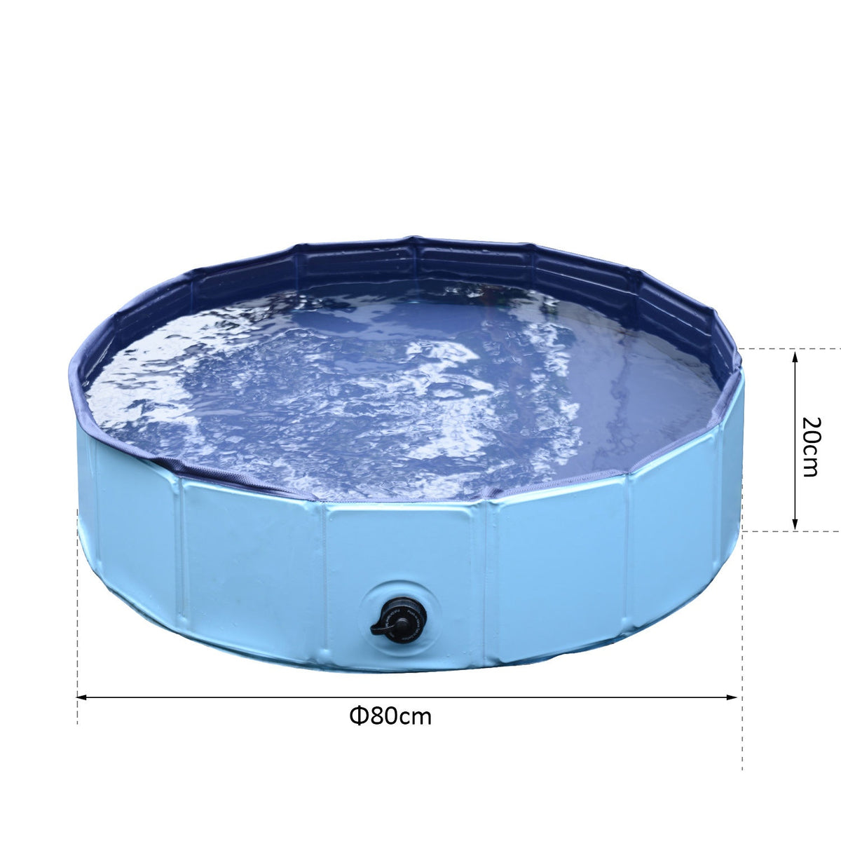 Dog Pool, Robust Paddling Pool For Dogs, Swimming Pool Made Of Pvc + Wood, Blue, Ø80Xh20 Cm, Summer Fun