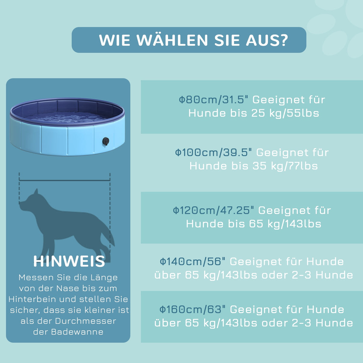 Dog Pool, Robust Paddling Pool For Dogs, Swimming Pool Made Of Pvc + Wood, Blue, Ø80Xh20 Cm, Summer Fun