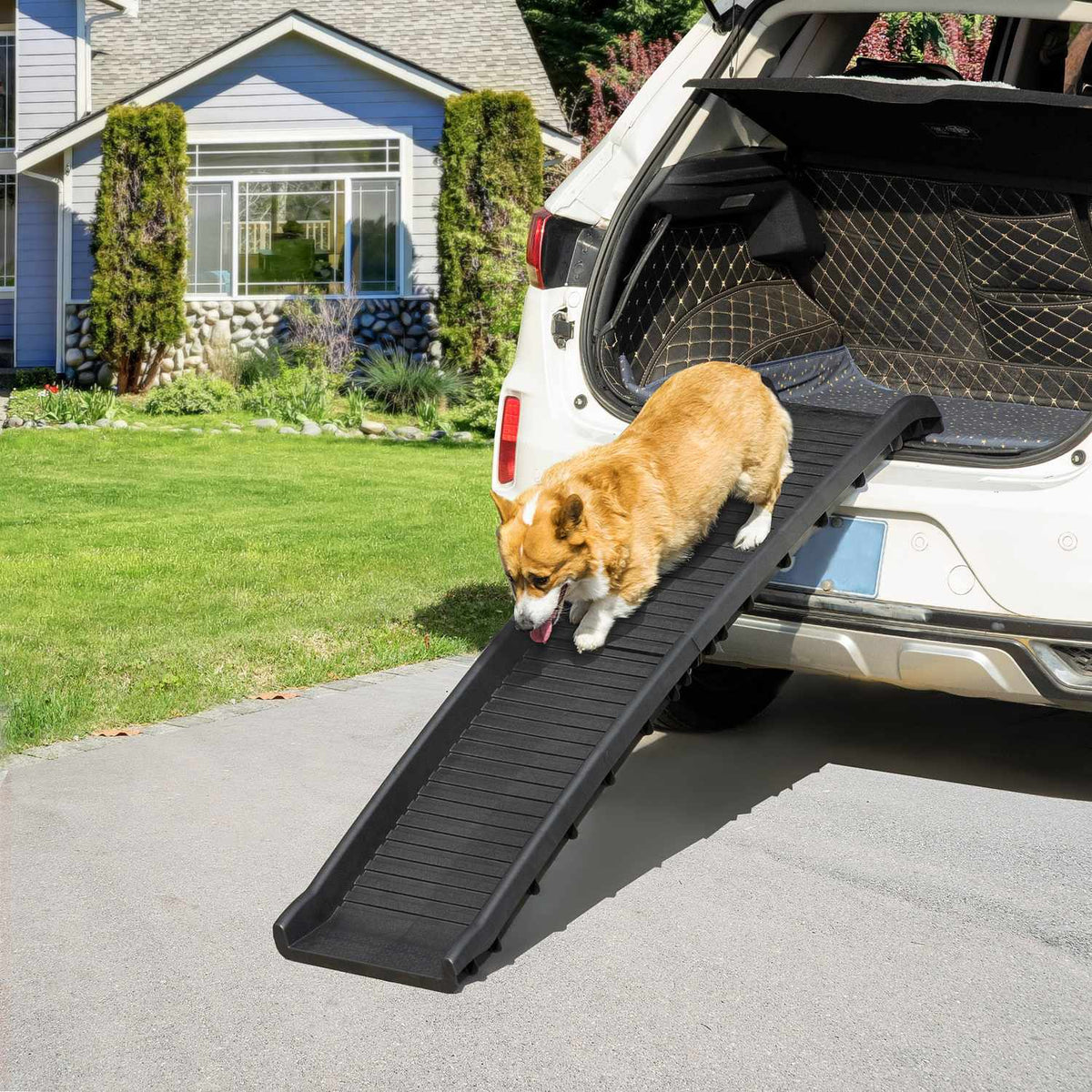 Dog Ramp Folding Pet Ramp, Non-Slip Rubber Buffer, Trunk Ramp For Pets, Black, 155X39X14Cm