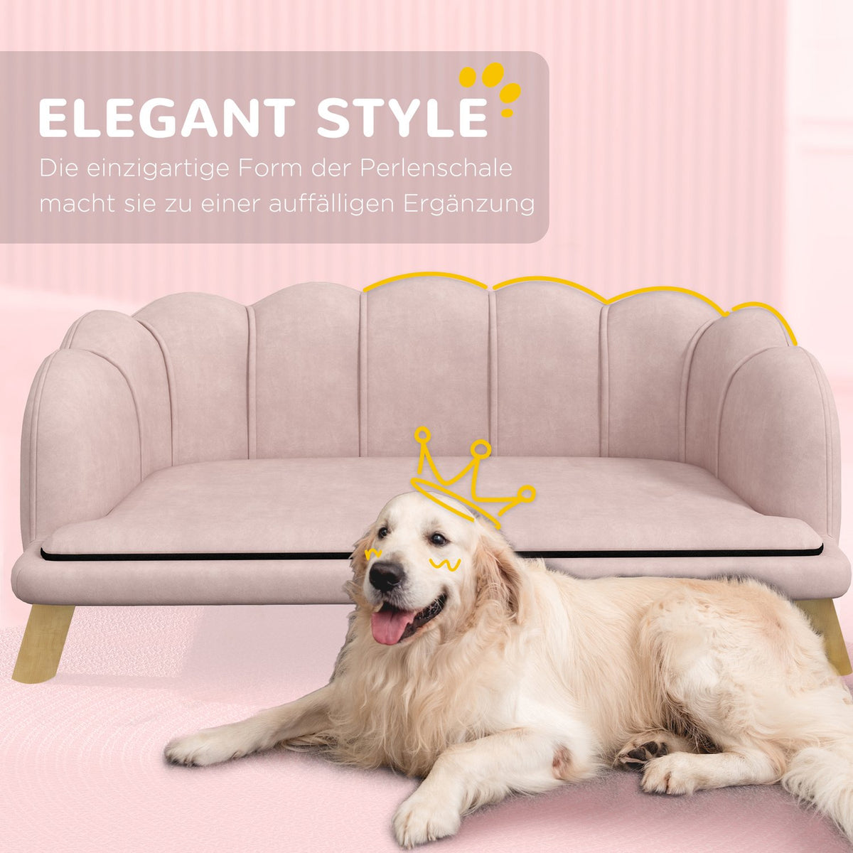 Dog Sofa Dog Couch Washable Cover Pet Sofa with Backrest and Wooden Legs Cat Sofa for Medium Dogs under 25kg Pink