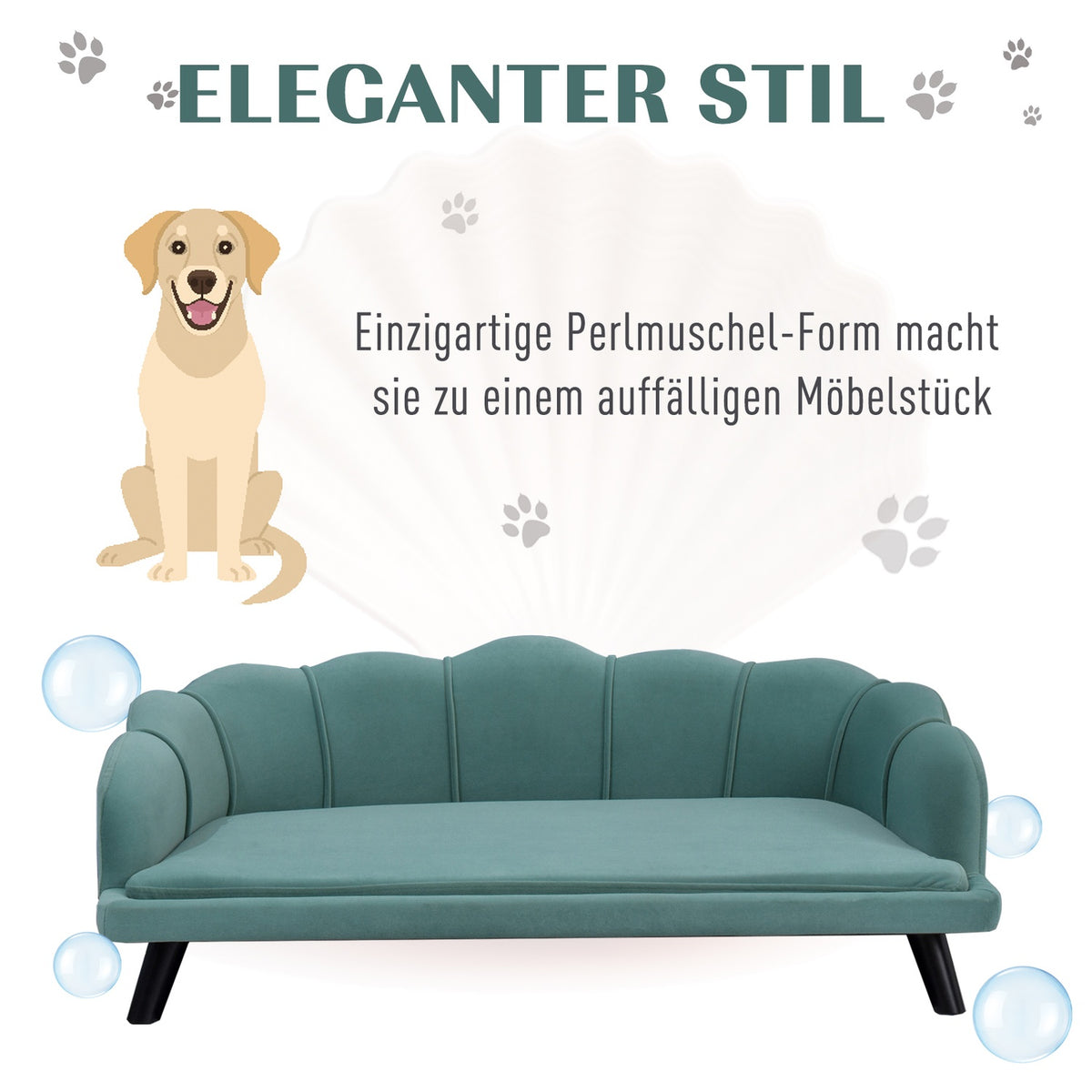 Dog Sofa Pet Sofa With Backrest & Wooden Legs, Soft Cover, Cat Sofa, Green, 98.5X60.5X35.5Cm
