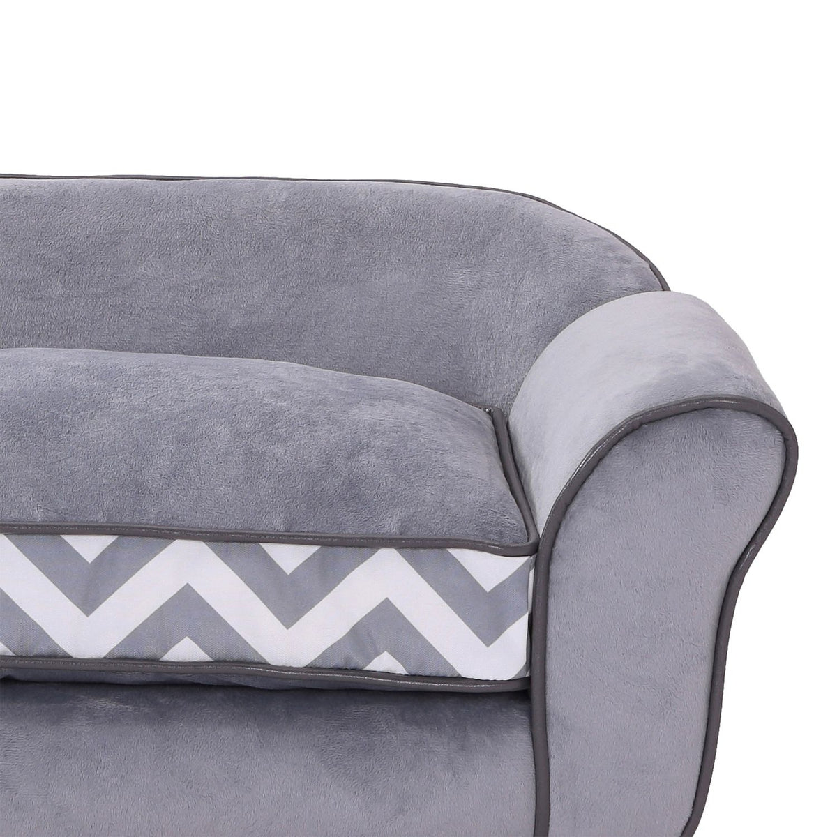 Dog Sofa Pet Sofa With Cushion, Raised Feet, Washable, Velvet, Gray, 73.5X41X33Cm