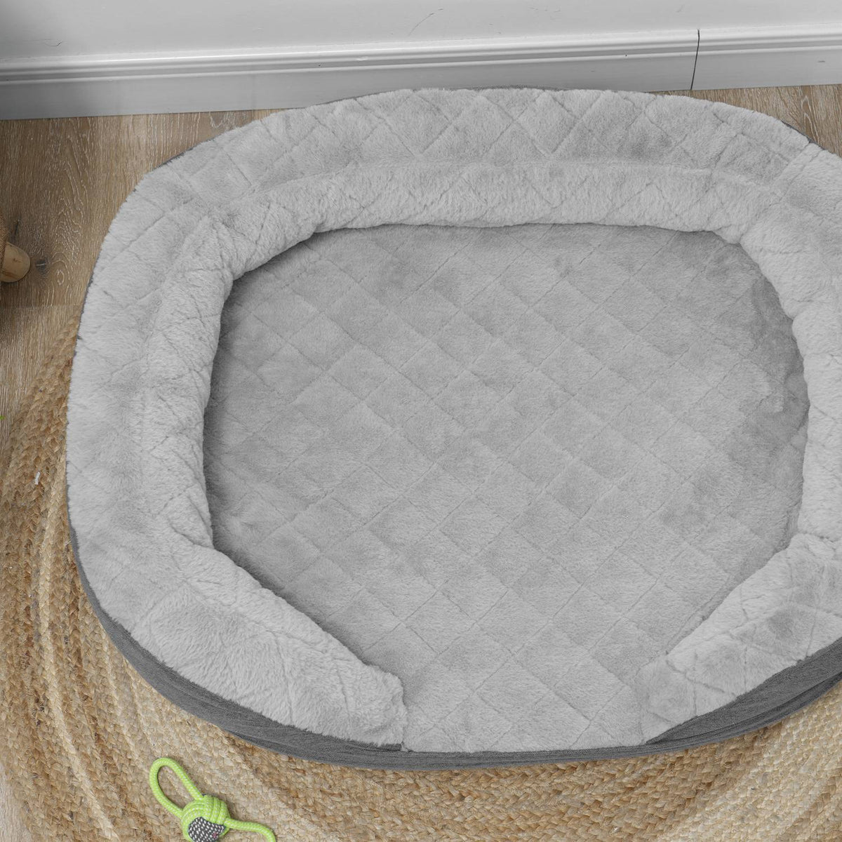 Dog Sofa Pet Sofa with Backrest and Wooden Legs Washable Cover for Medium Dogs under 25kg Gray