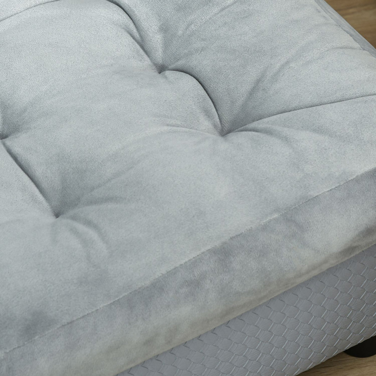 Dog Sofa Plush Dog Bed With Mat & Storage Space, Natural Wood, Light Blue, 76X45X41.5Cm