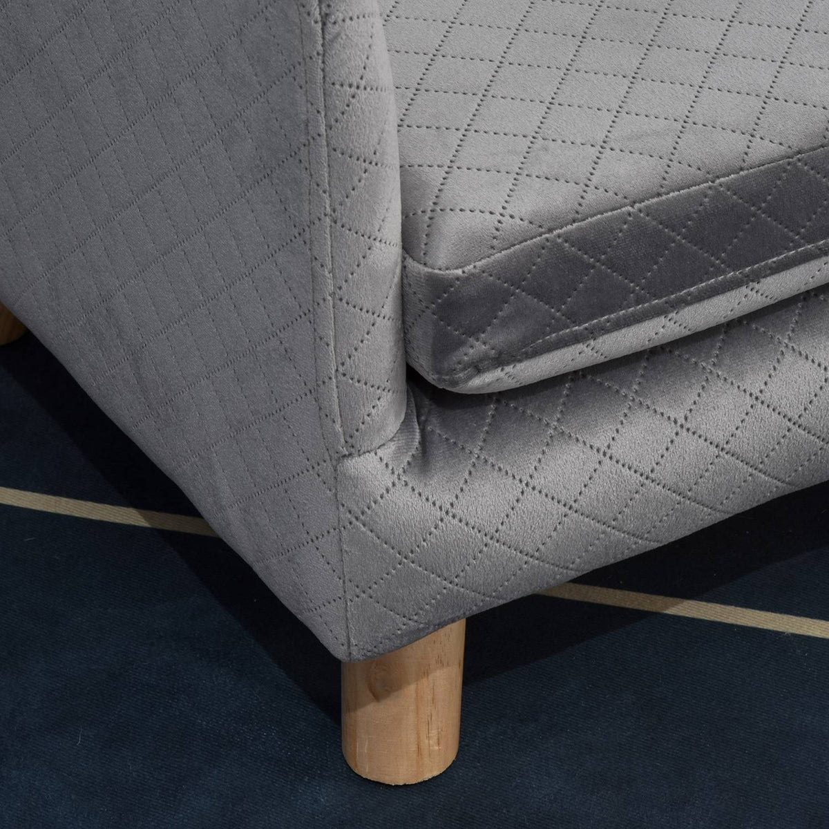Dog Sofa Velvet Touch Pet Sofa For Small Dogs Up To 8Kg, With Wooden Legs, Gray, 64X45X36Cm