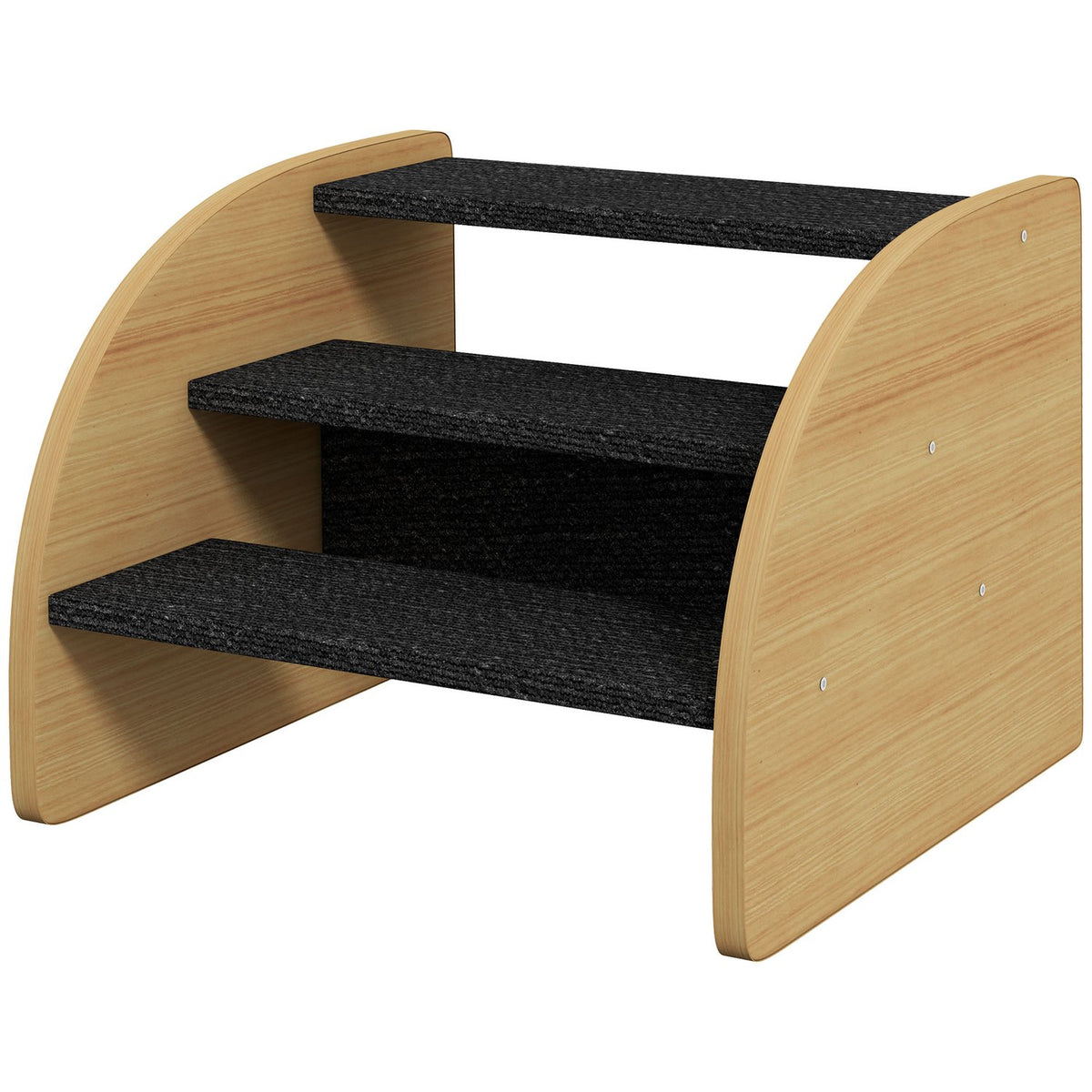 Dog Stairs 3 Steps, Pet Stairs With Side Wall, Dog Ramp For Small Dogs Up To 10 Kg, Cat Stairs For Sofa, Bed, Non-Slip, Oak