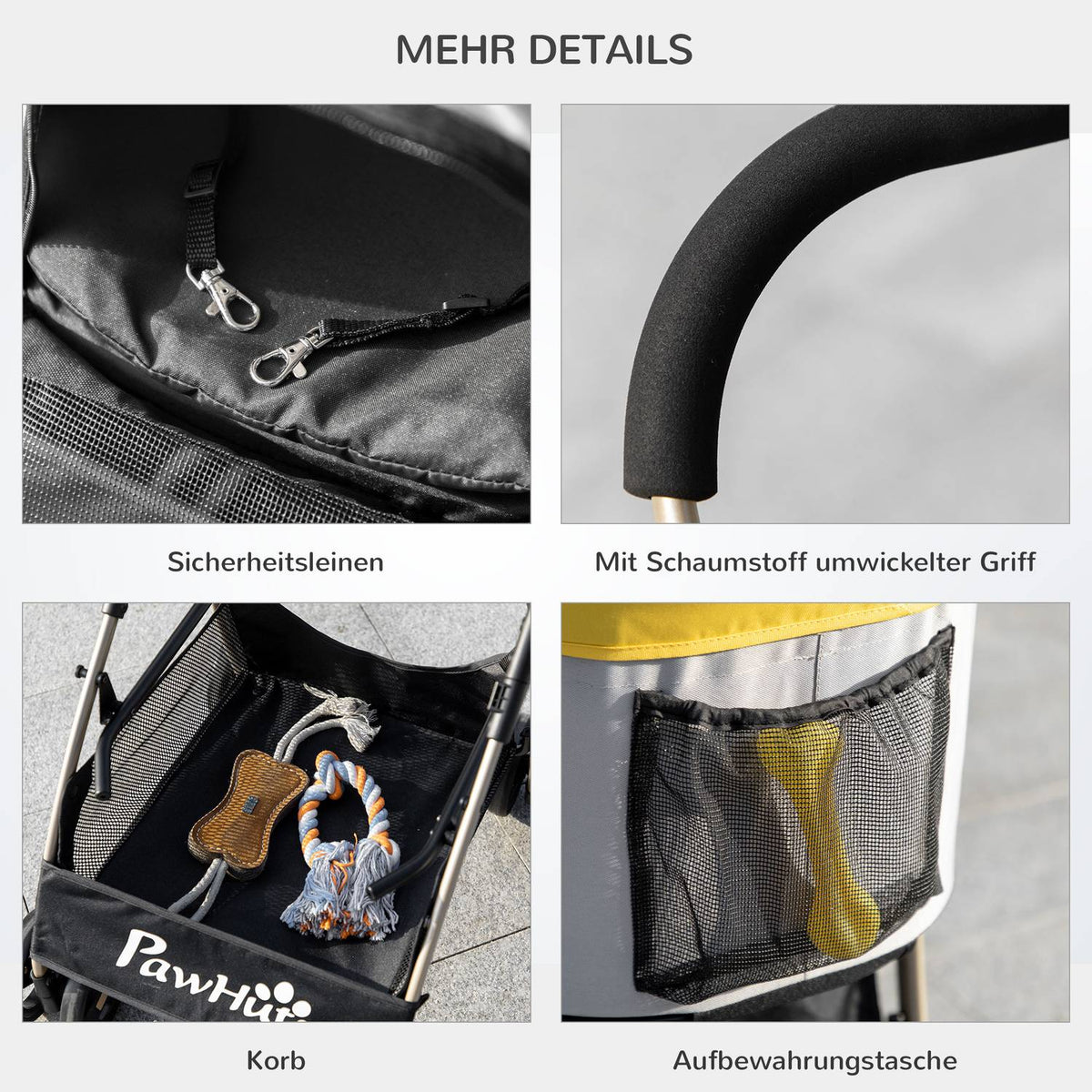 Dog Stroller 2-In-1 Dog Trolley & Carry Bag, Foldable Dog Stroller With Cushion, 4 Wheels, Mesh Window, Oxford Cloth, Yellow