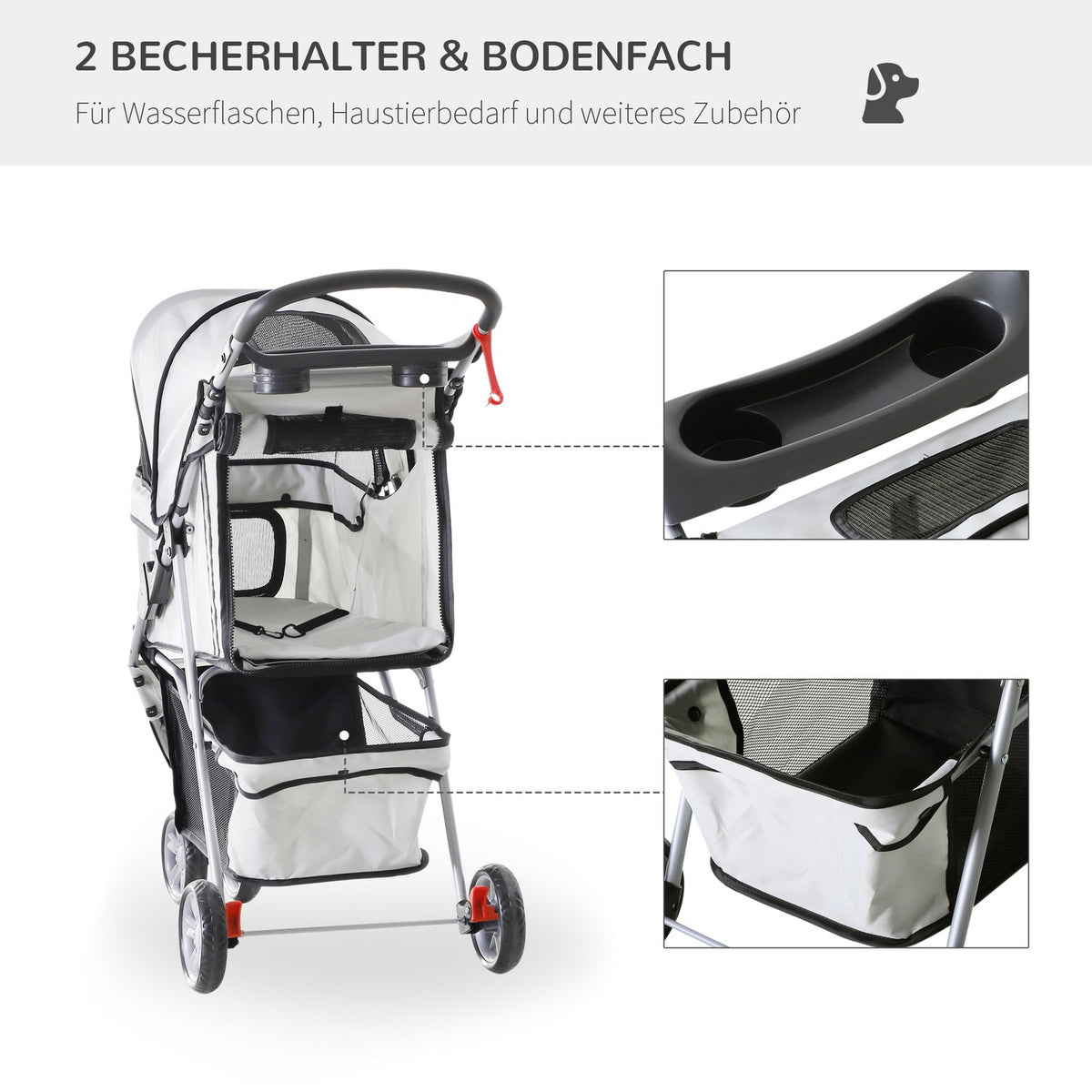Dog Stroller Dog Buggy Buggy Dogs Cats Multicolored (Grey)