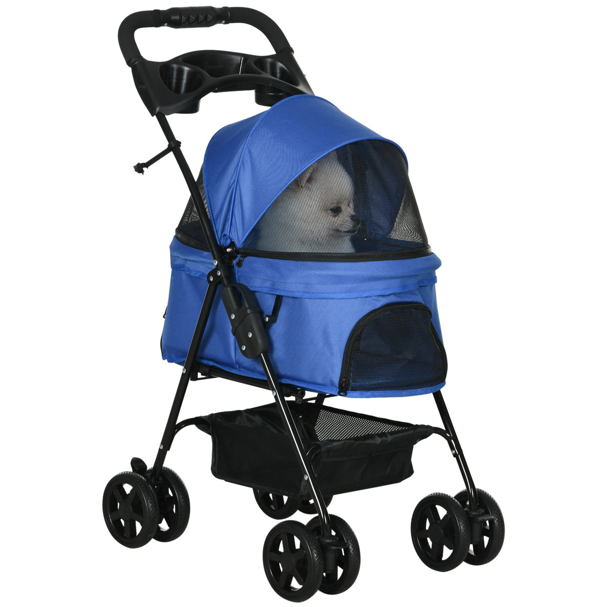Dog Stroller Dog Buggy With Folding Function Pet Stroller For Small Dogs And Cats Pet Stroller Cat Buggy Oxford Blue 67 X 45 X 96 Cm