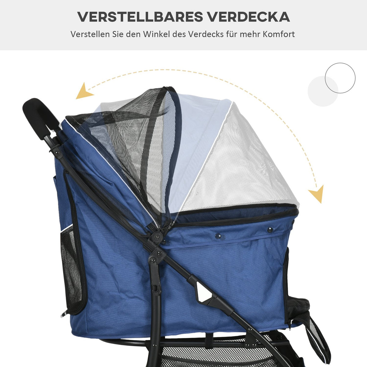 Dog Stroller, Foldable Dog Stroller, Dog Trolley With Cushion, Cat Stroller, Mesh Window, Storage For Small Dogs, Cats, 600D Oxford, Blue