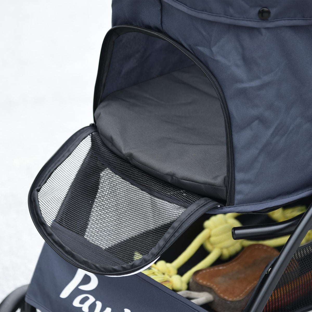 Dog Stroller Foldable Dog Stroller With Cushion, 4 Wheels, Mesh Window, For Small Dogs And Cats, 600D Oxford