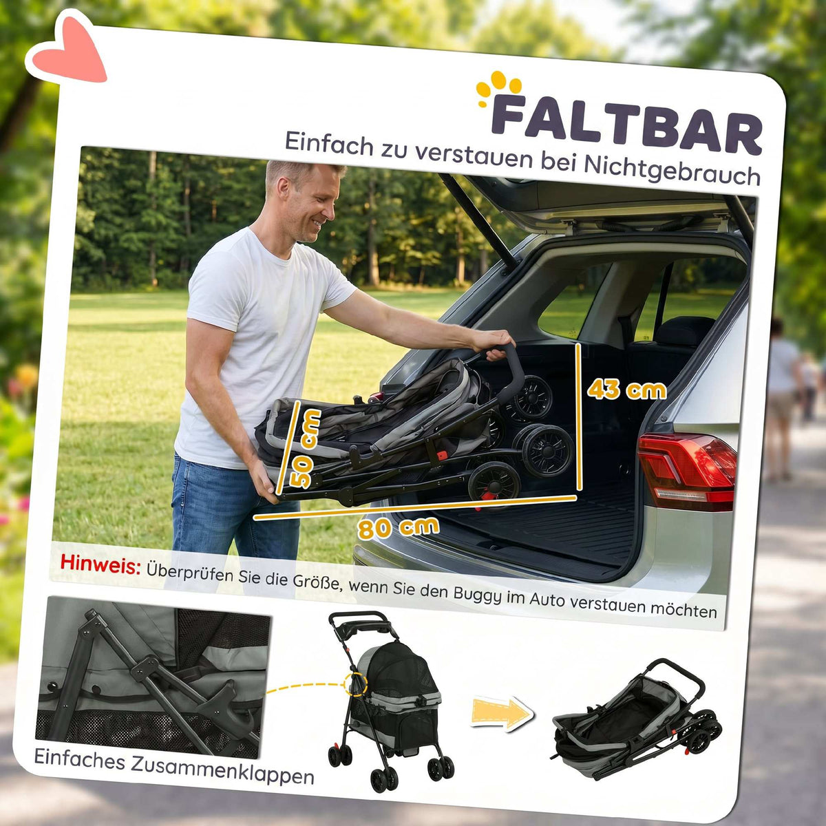 Dog Stroller, Foldable, Mesh Windows, Up To 10 kg, Gray