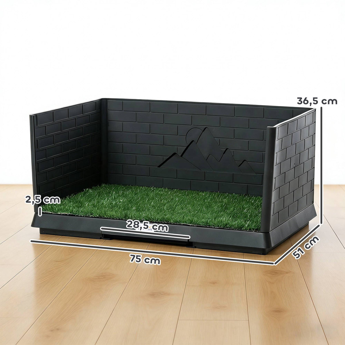Dog Toilet with Artificial Grass, High Walls, Drainage, 75x51 cm