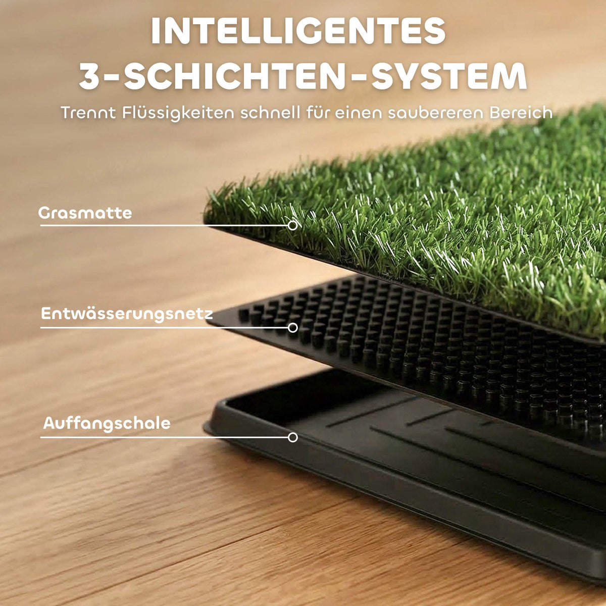 Dog Toilet with Washable Grass Mat, 63 x 50.5 cm, Black/Green