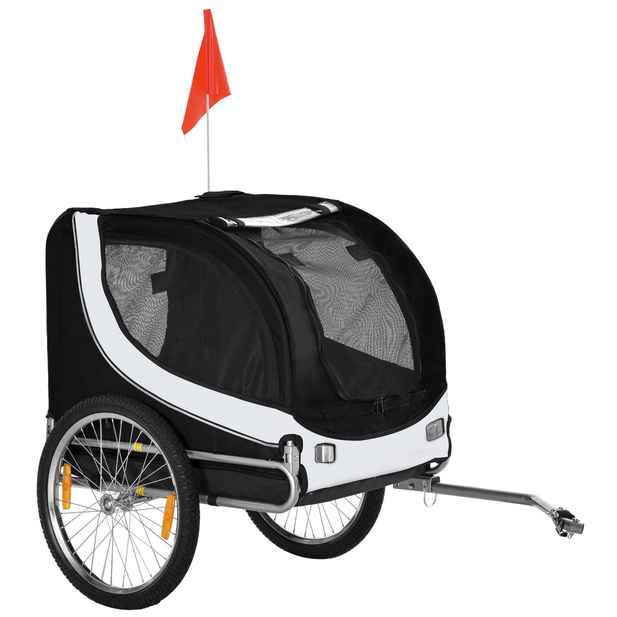 Dog Trailer Bicycle Trailer Dog Transporter Bicycle White+Black 130X73X90Cm