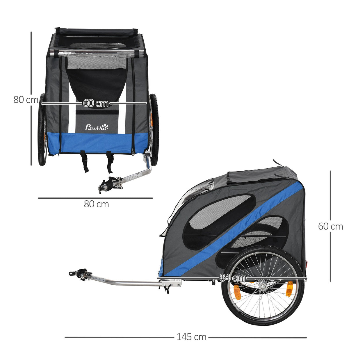 Dog Trailer Bicycle Trailer Dog Transporter Off-Road Dog Bicycle Trailer For Dogs Weatherproof Oxford Fabric Steel Frame