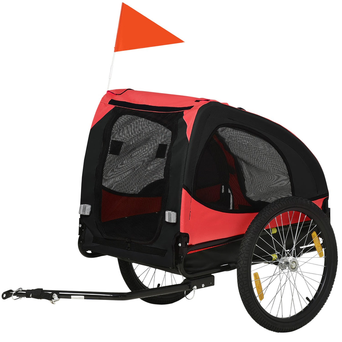 Dog Trailer, Folding Bicycle Trailer for Dogs, Dog Buggy with Reflectors, Quick Release, Dog Bicycle Trailer, Water Resistant, Oxford Cloth, Steel, Red, 140 x 71 x 83 cm