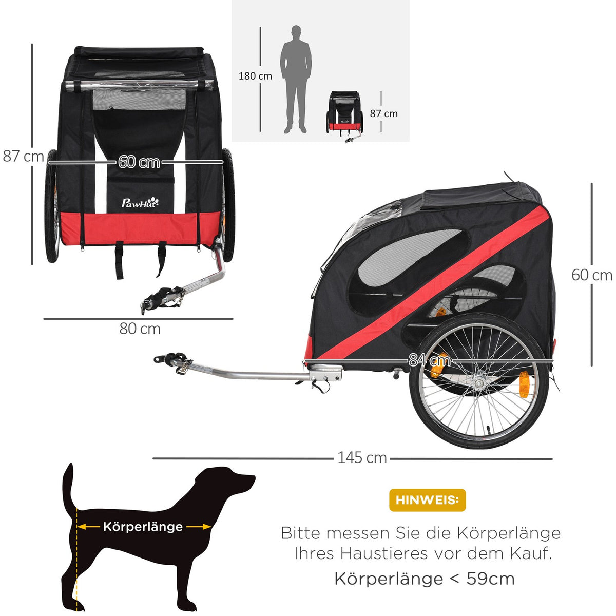 Dog Trailer Heavy Duty Dog Bike Trailer, All-Terrain, Weatherproof Oxford Fabric, Steel Frame
