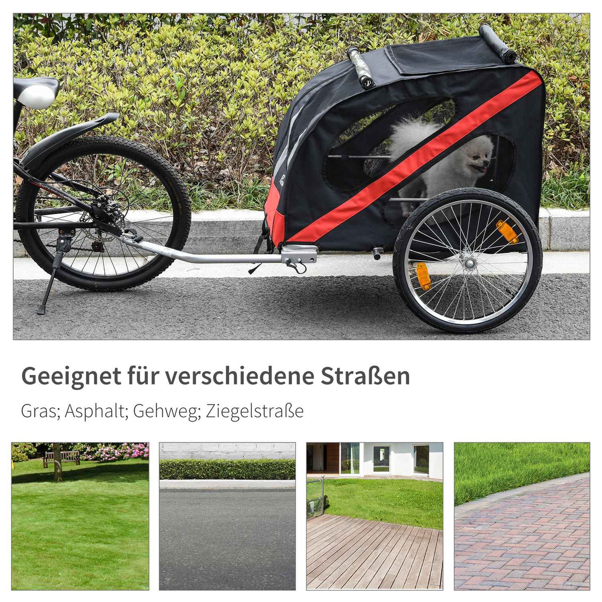 Dog Trailer Heavy Duty Dog Bike Trailer, All-Terrain, Weatherproof Oxford Fabric, Steel Frame