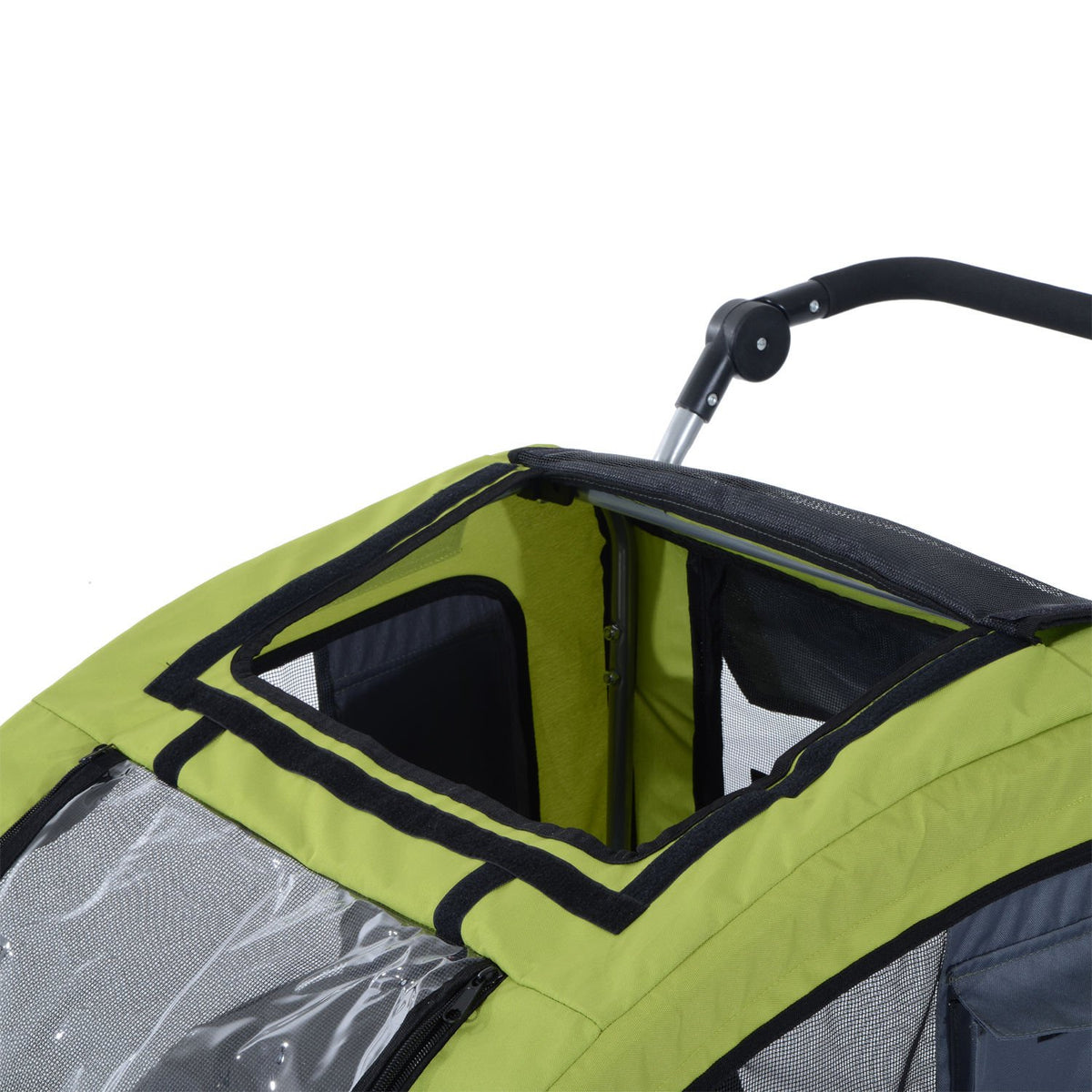 Dog Trailer Jogger Bicycle Trailer For Dogs, Large & Stable, With Safety Flag, Green+Gray, 155X83X108Cm