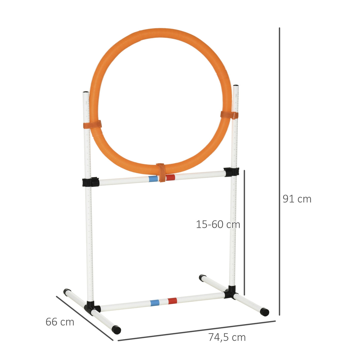 Dog Training Set Jumping Ring For Agility Training, Portable, Pe, White + Orange, 74.5X66X91Cm