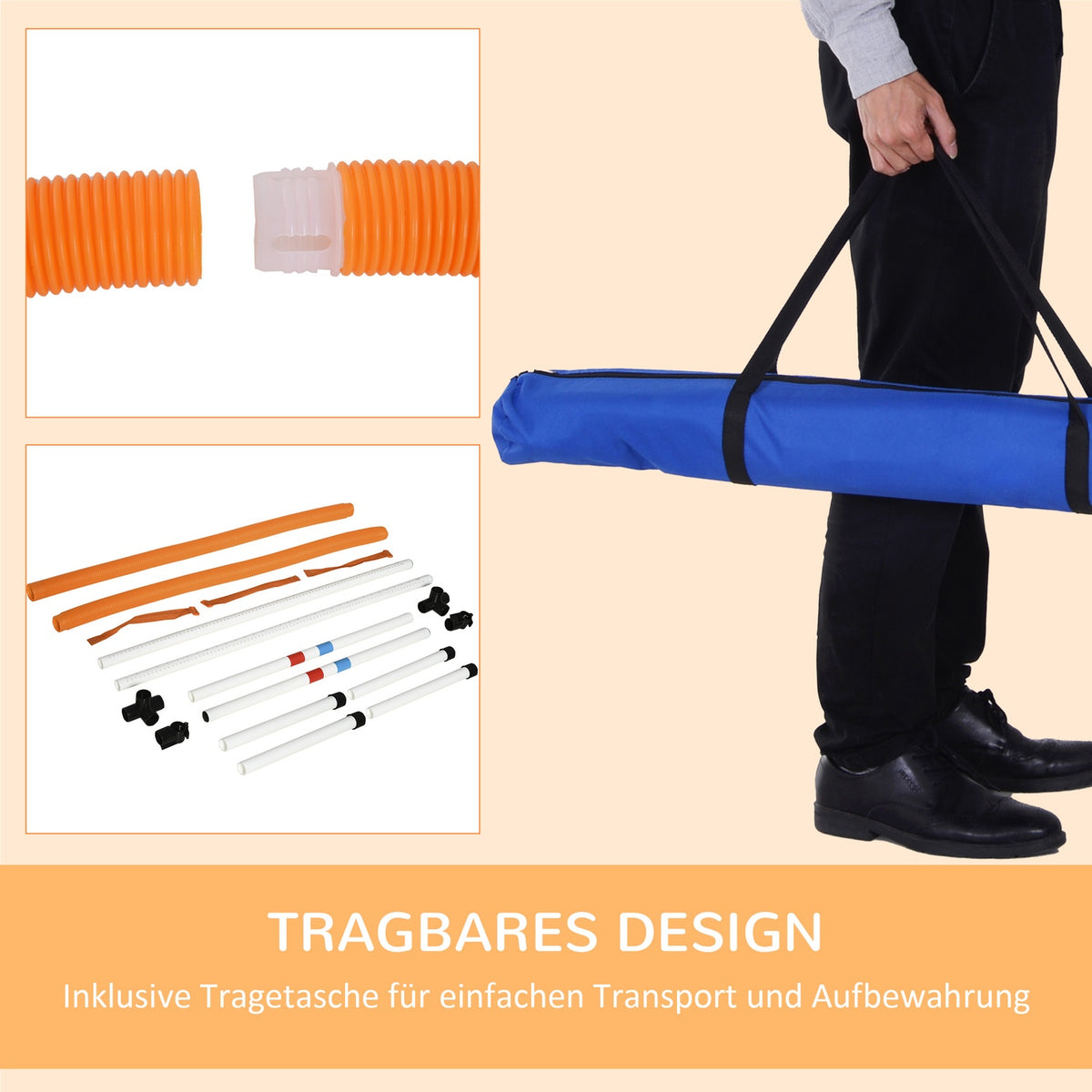 Dog Training Set Jumping Ring For Agility Training, Portable, Pe, White + Orange, 74.5X66X91Cm
