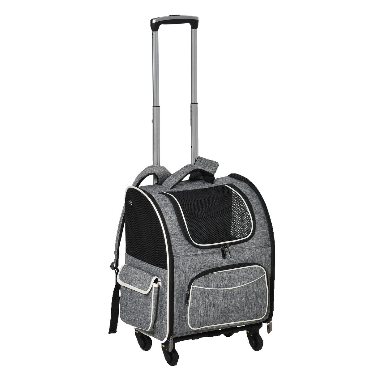 Dog Trolley 2-In-1 Transport Bag & Pet Backpack For Dogs And Cats, With Door & Window, Gray, 43X33X51.5Cm