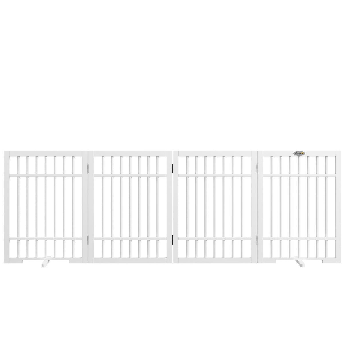 Dog barrier, 4 pieces, 183 x 61 cm, foldable door safety gate made of wood, free-standing dog gate with 2 support feet