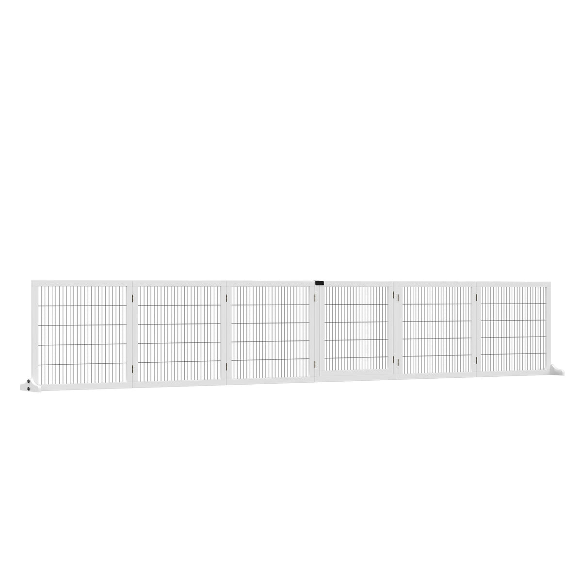 Dog barrier, adjustable safety gate with feet, 432 x 70 cm wooden dog gate, foldable stair gate, dog barrier for stairs, doors, hallway, 6 panels, white |