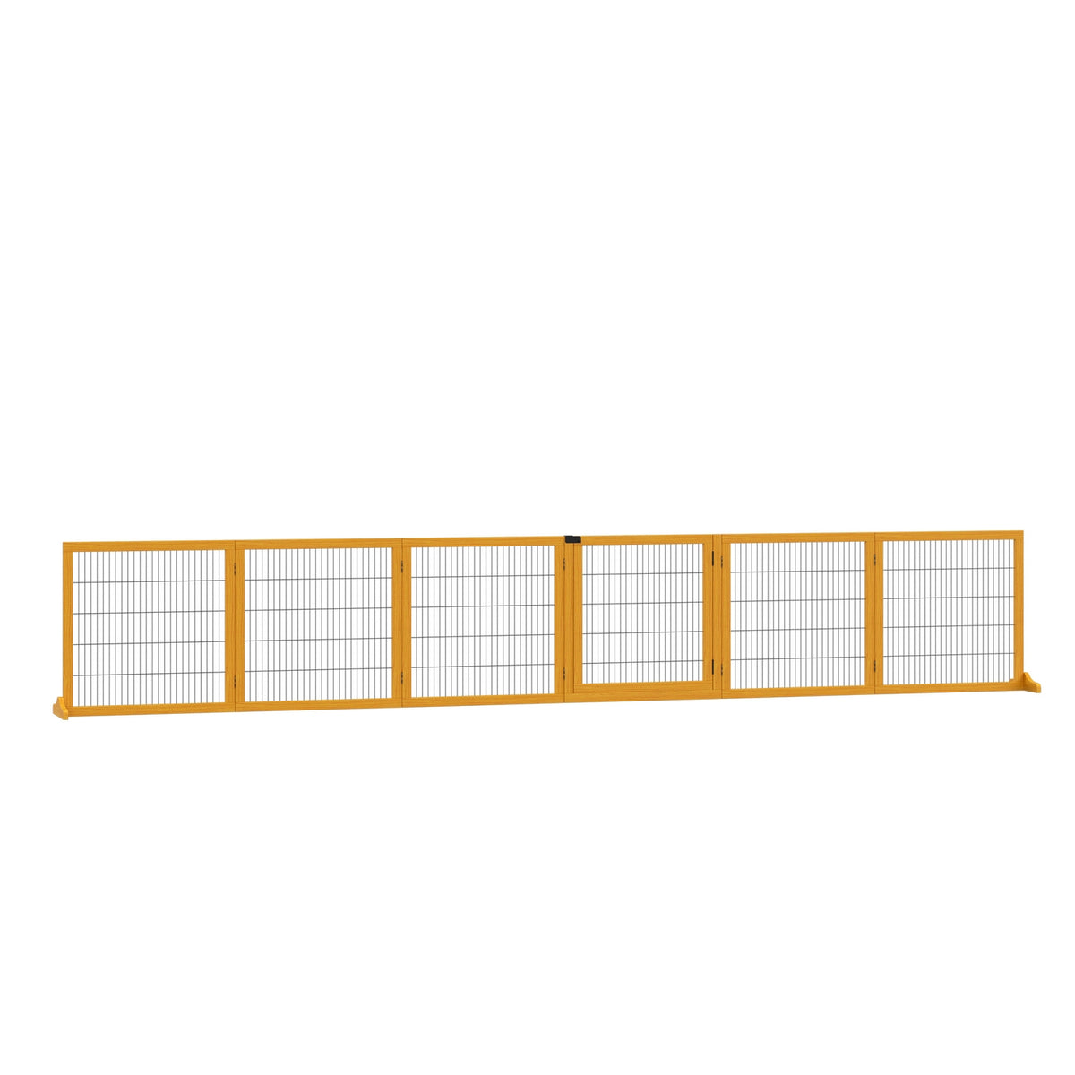 Dog barrier, adjustable safety gate with feet, 432 x 70 cm wooden dog gate, foldable stair gate, dog barrier for stairs, doors, hallway, 6 panels, yellow |