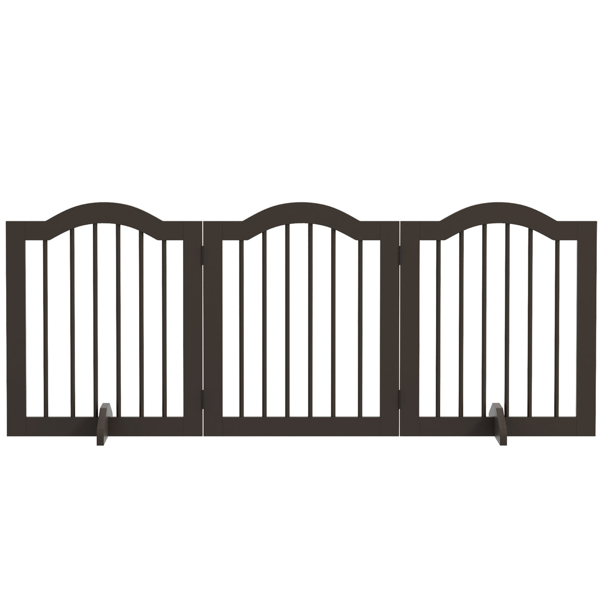 Dog barrier, foldable, dog gate, configuration gate, 3 parts with two support feet, stair gate, dog barrier, door protection gate, coffee, 154.5 x 29.5 x 61 cm