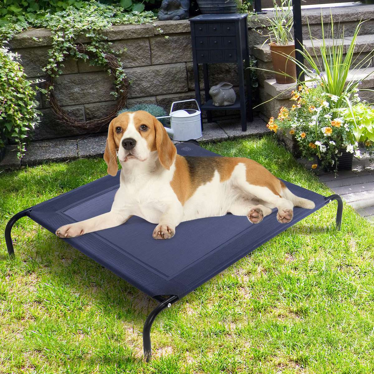Dog bed garden dog lounger outdoor dog sofa gray 110 x 80 x 18 cm metal