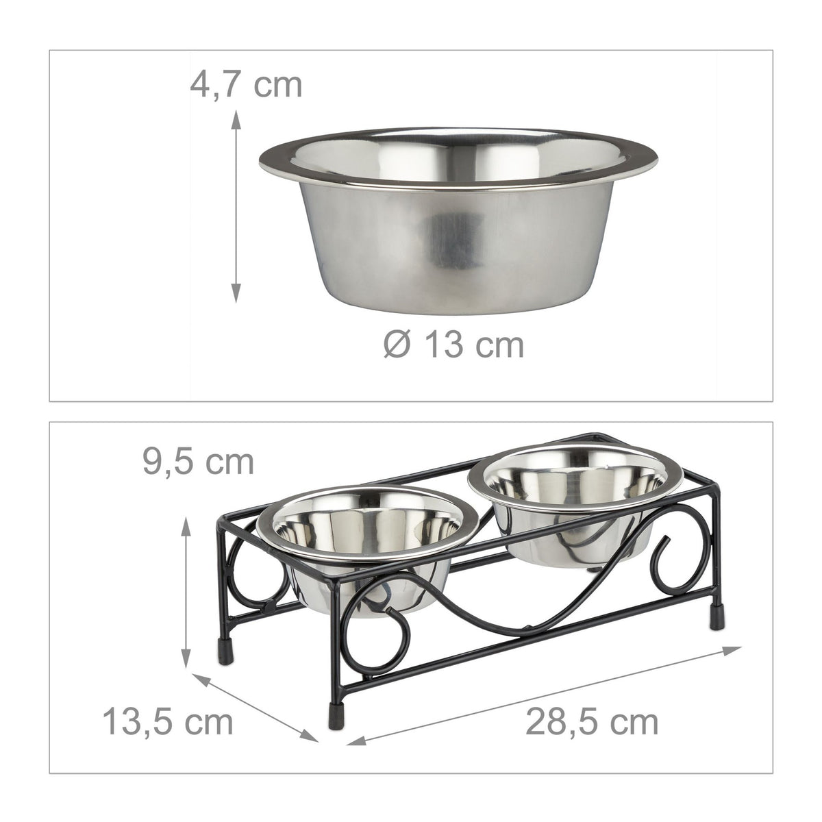 Dog bowl set with ornate holder