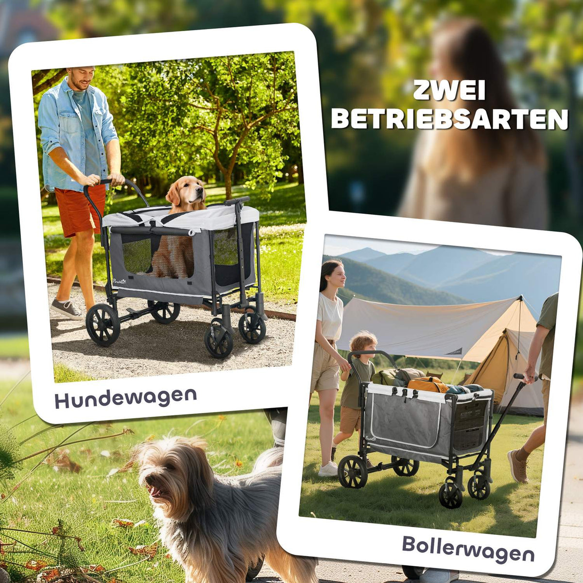 Dog buggy foldable for dogs & cats up to 30 kg 110 x 65 x 102 cm dark grey