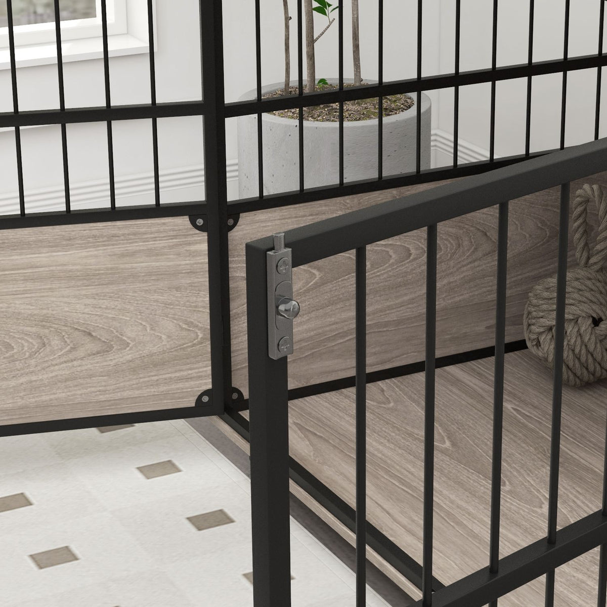 Dog cage for home, dog house, non-slip pet cage, dog box with doors, dog house for up to large dogs, walnut, 100x60x68cm