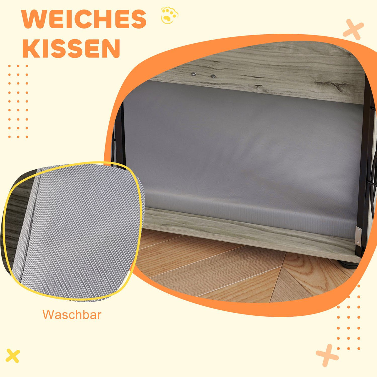 Dog cage for home, dog kennel, indoor pet cage with cushion, dog house with window, dog crate for large dogs, gray, 100 x 60 x 73.5 cm |