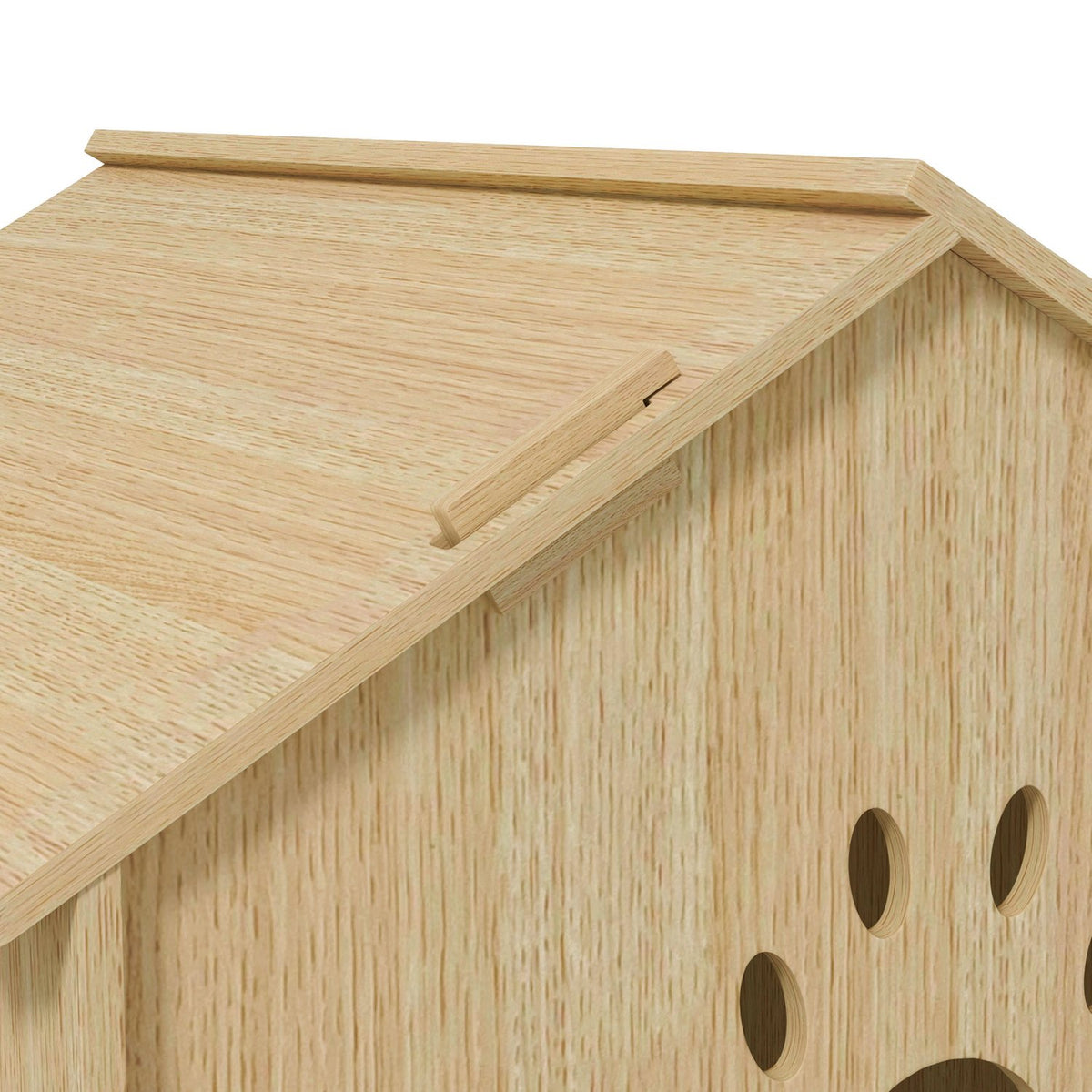 Dog house with window, cat house with cute paw design, assembly without screws, for small dogs under 4 kg, indoor, 49.5 x 41 x 51 cm, oak