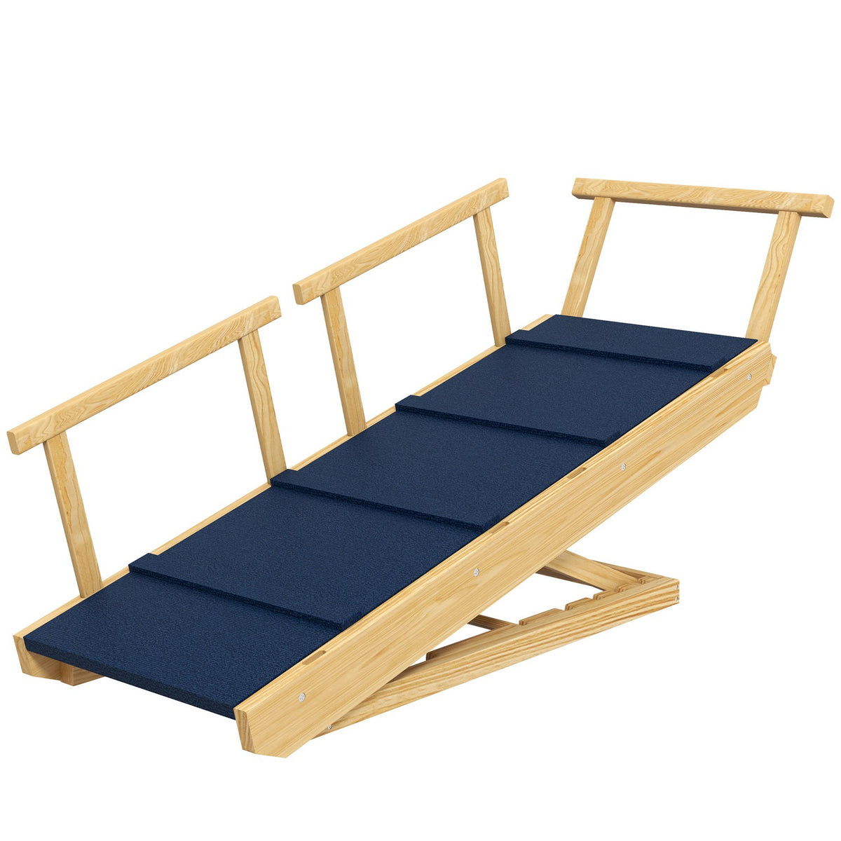Dog ramp, foldable pet ramp with removable railings, non-slip dog entry aid, up to 40 kg, 85 x 40 x 78.5 cm, natural