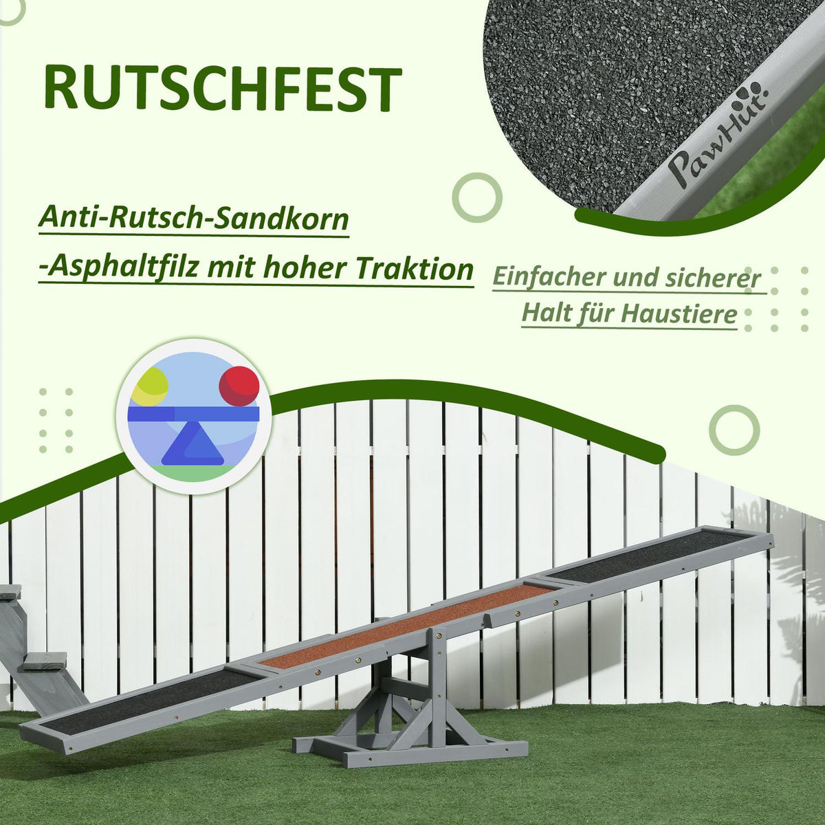 Dog rocker Agility rocker made of wood for dogs, training & dog sports, for large dogs, 180x30x30cm