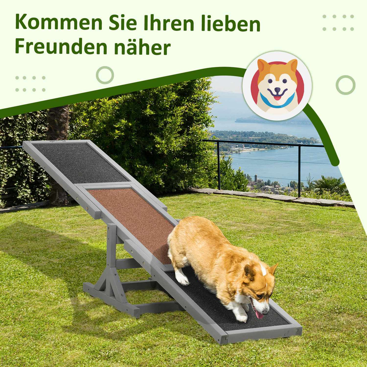 Dog rocker Agility rocker made of wood for dogs, training & dog sports, for large dogs, 180x30x30cm