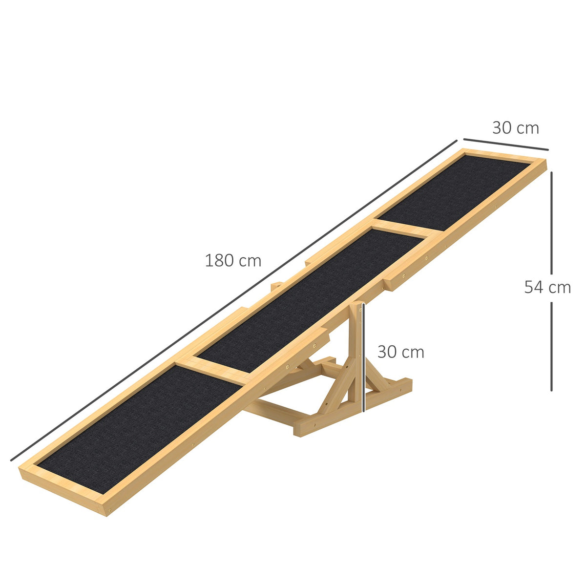 Dog seesaw, dog agility seesaw made of wood, non-slip dog agility ramp for dogs under 30 kg, for balance, 180 x 30 x 30 cm yellow