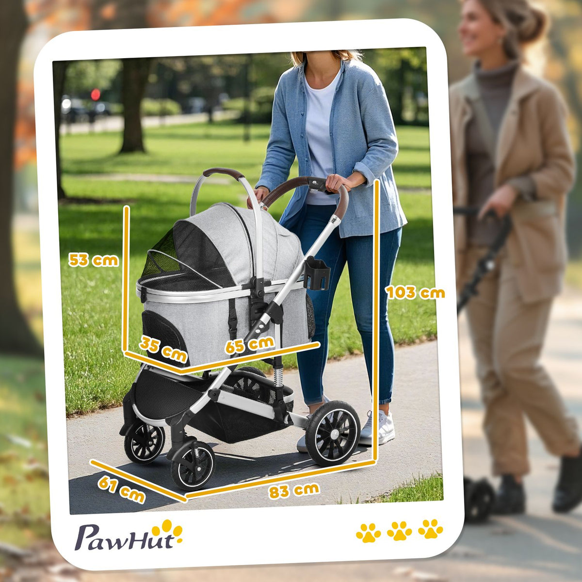 Dog stroller 3 in 1 dog buggy foldable for dogs & cats up to 10 kg cat buggy with cushion cup holder mesh windows doors storage basket cat stroller buggy light gray