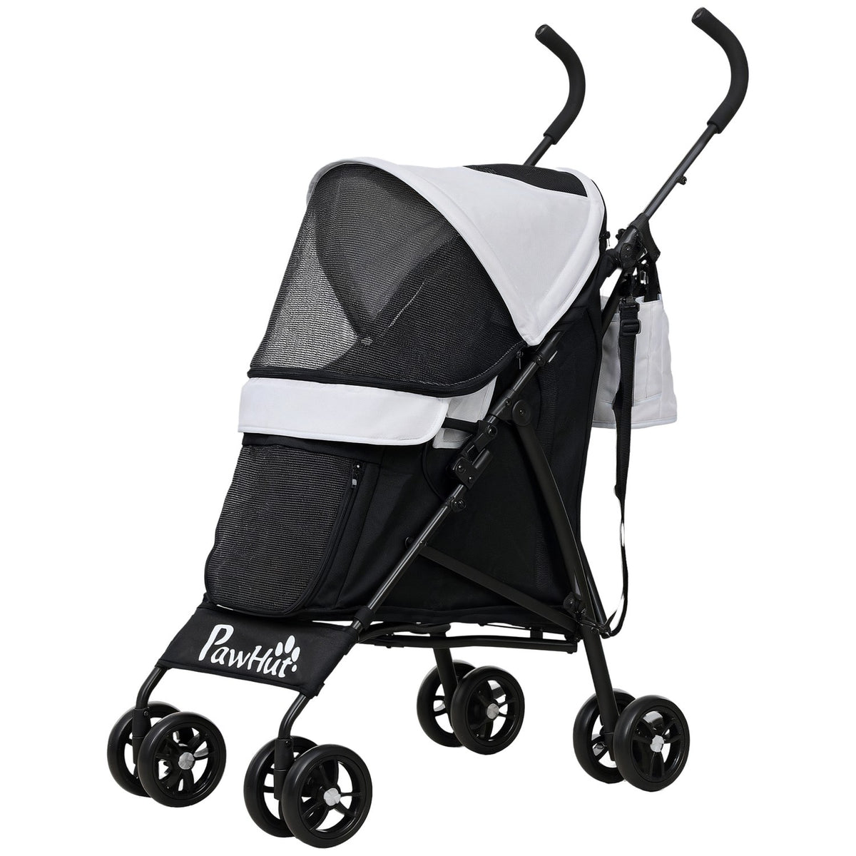 Dog stroller dog buggy foldable for dogs & cats up to 4 kg cat buggy with mesh windows, shoulder strap, storage bag, cup holder umbrella cat stroller light gray