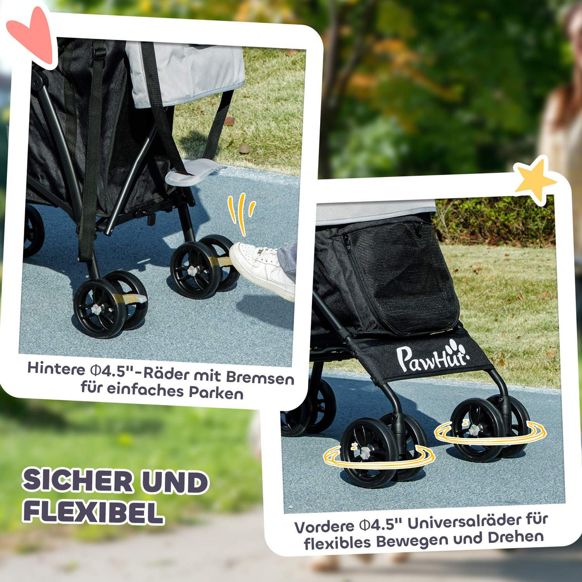 Dog stroller dog buggy foldable for dogs & cats up to 4 kg cat buggy with mesh windows, shoulder strap, storage bag, cup holder umbrella cat stroller light gray