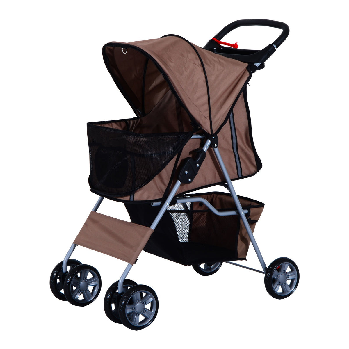 Dog stroller dog buggy in coffee brown, lightweight pet stroller jogger trailer, foldable & practical