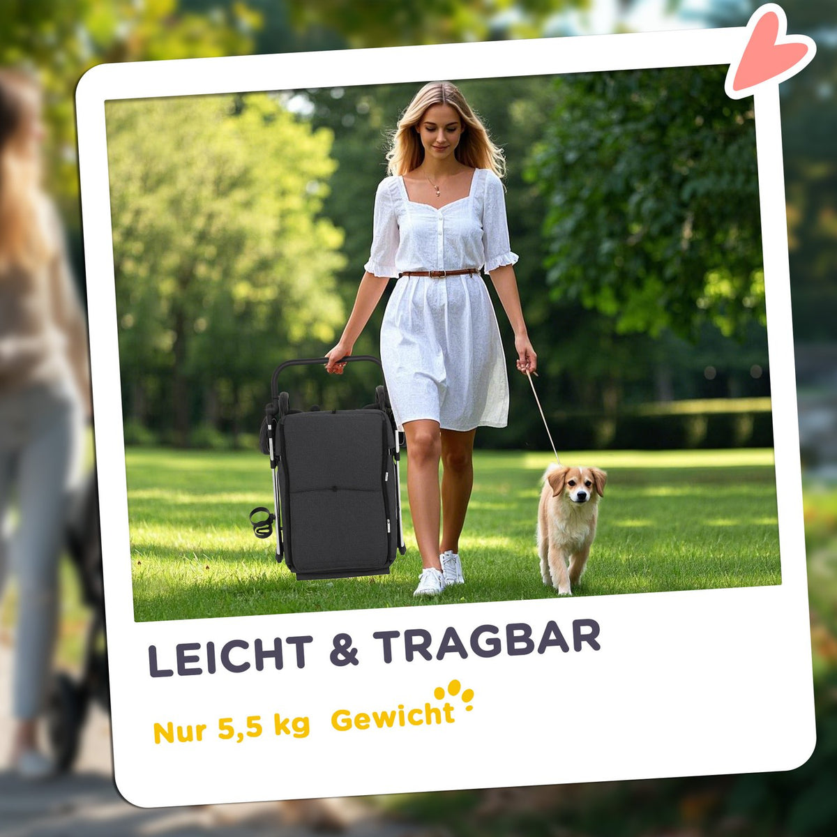 Dog stroller, light dog stroller made of aluminum, foldable for dogs and cats up to 10 kg, cat stroller with cushions, mesh windows, doors, storage basket, cat stroller, buggy, gray